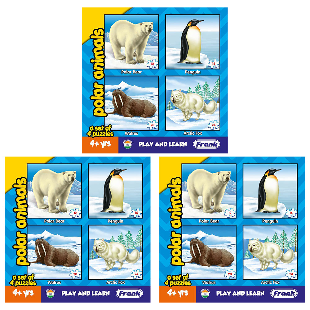 3PK Frank Educational Play & Learn Puzzles Polar Animals 17.5cm Jigsaw Game 4+