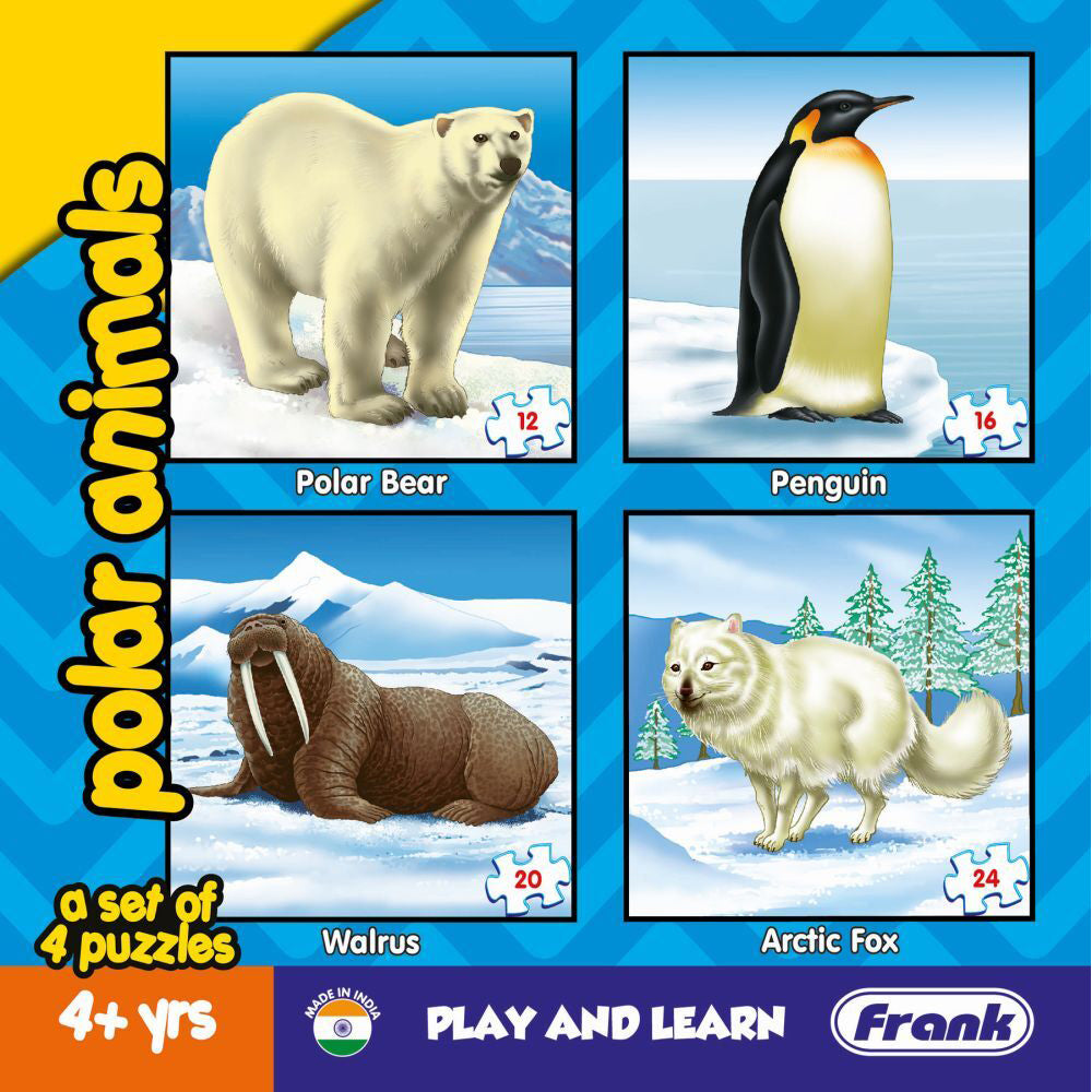 3PK Frank Educational Play & Learn Puzzles Polar Animals 17.5cm Jigsaw Game 4+
