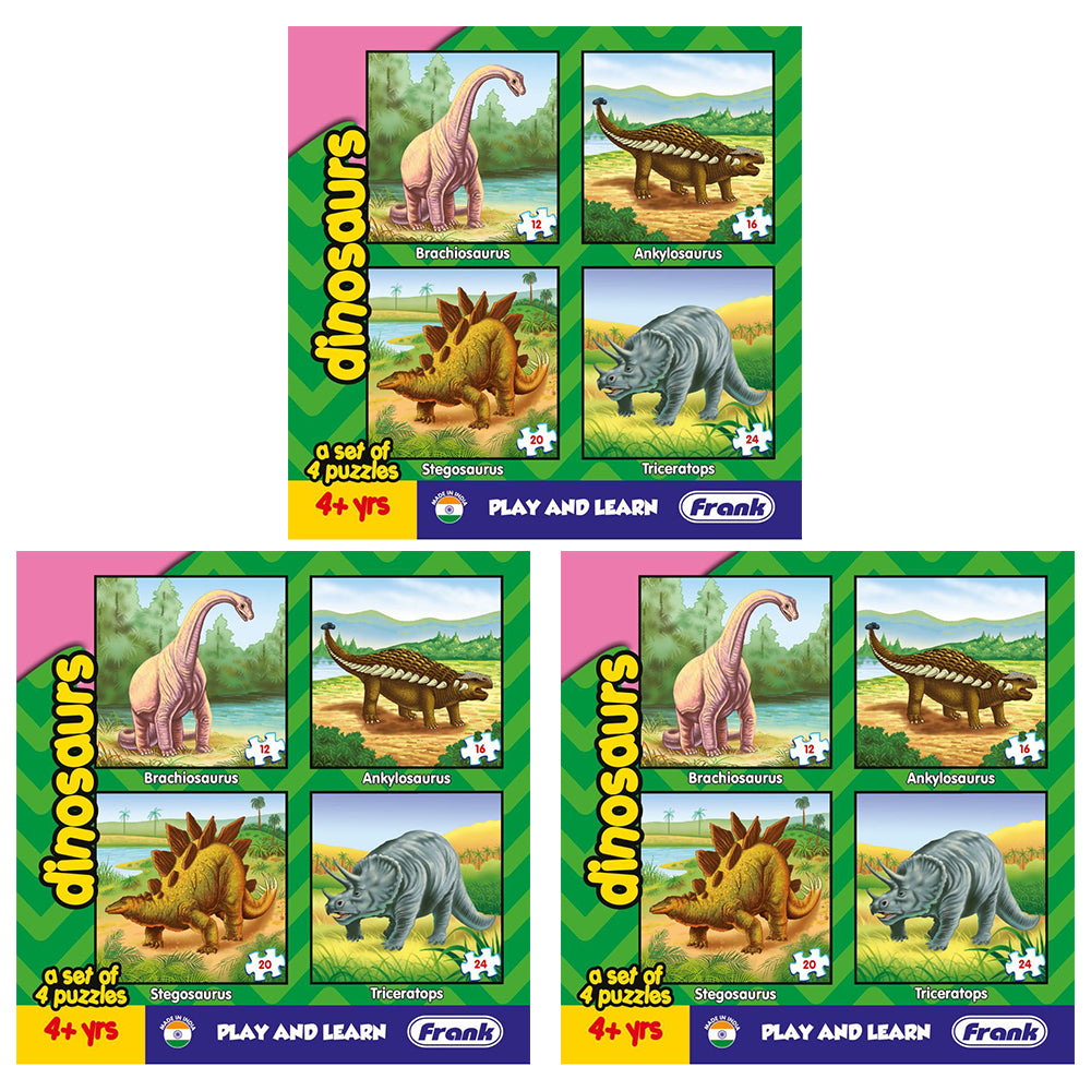 3PK Frank Educational Play & Learn Jigsaw Puzzles Dinosaurs 17.5cm 4+