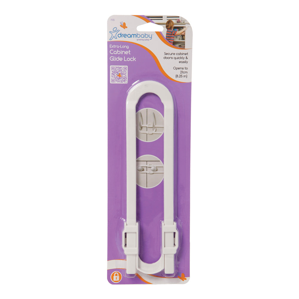 3PK Dreambaby Baby Safety Cabinet Glide Lock Extra Long White
