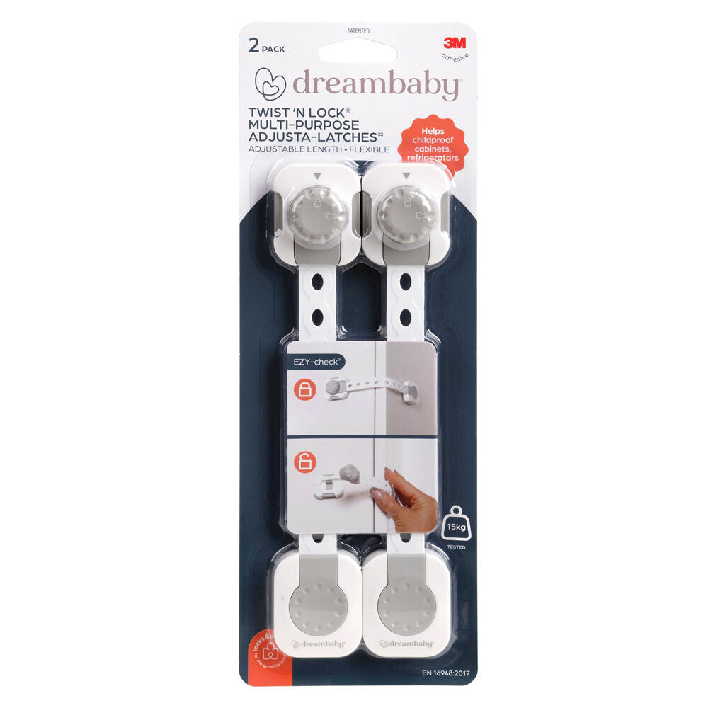 6x 2pc Dreambaby Baby/Kids Safety Twist n Lock Multi Purpose Latch White/Grey