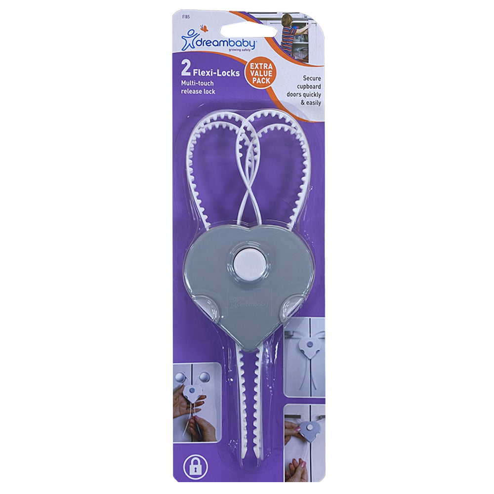 4pc Dreambaby 20cm Safety Flexi-Locks For D-Shaped Cabinet/Cupboard Handle Assorted