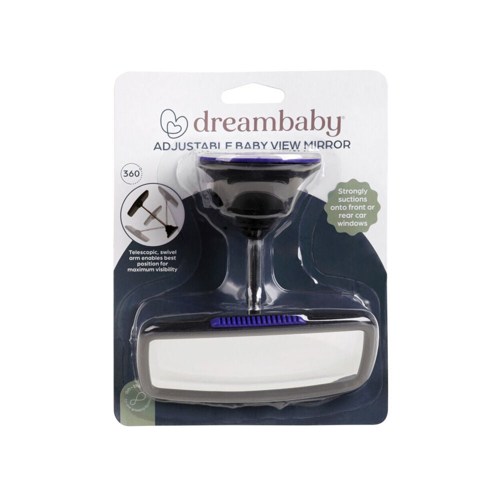 2PK Dreambaby Deluxe Adjustable Baby View Mirror w/ Rotating Swivel - Black