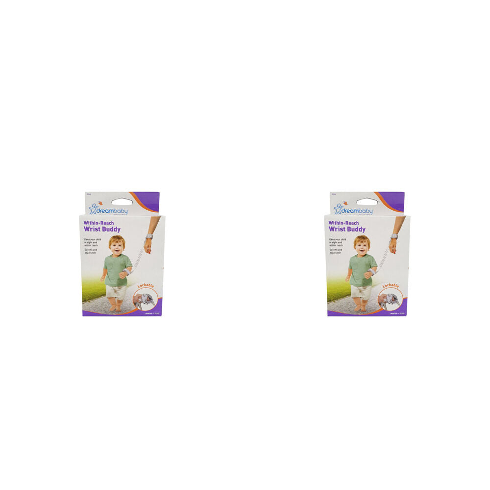2PK Dreambaby Within Reach Wrist Buddy Kids/Toddler Harness - Grey