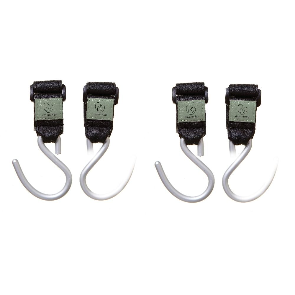 2x 2pc Dreambaby Strollerbuddy Ezy-Fit Stroller Hooks - Silver
