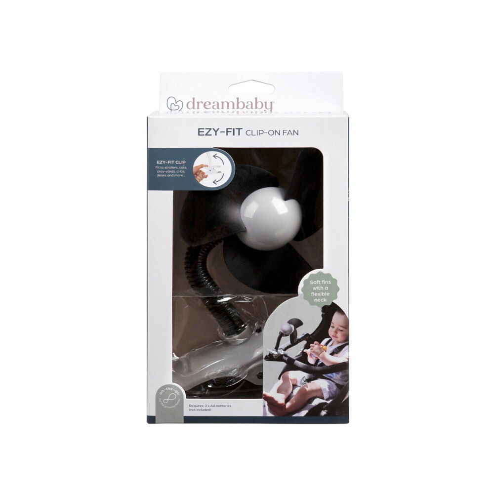 2PK Dreambaby Strollerbuddy Ezy-Fit Clip-On Fan - Black