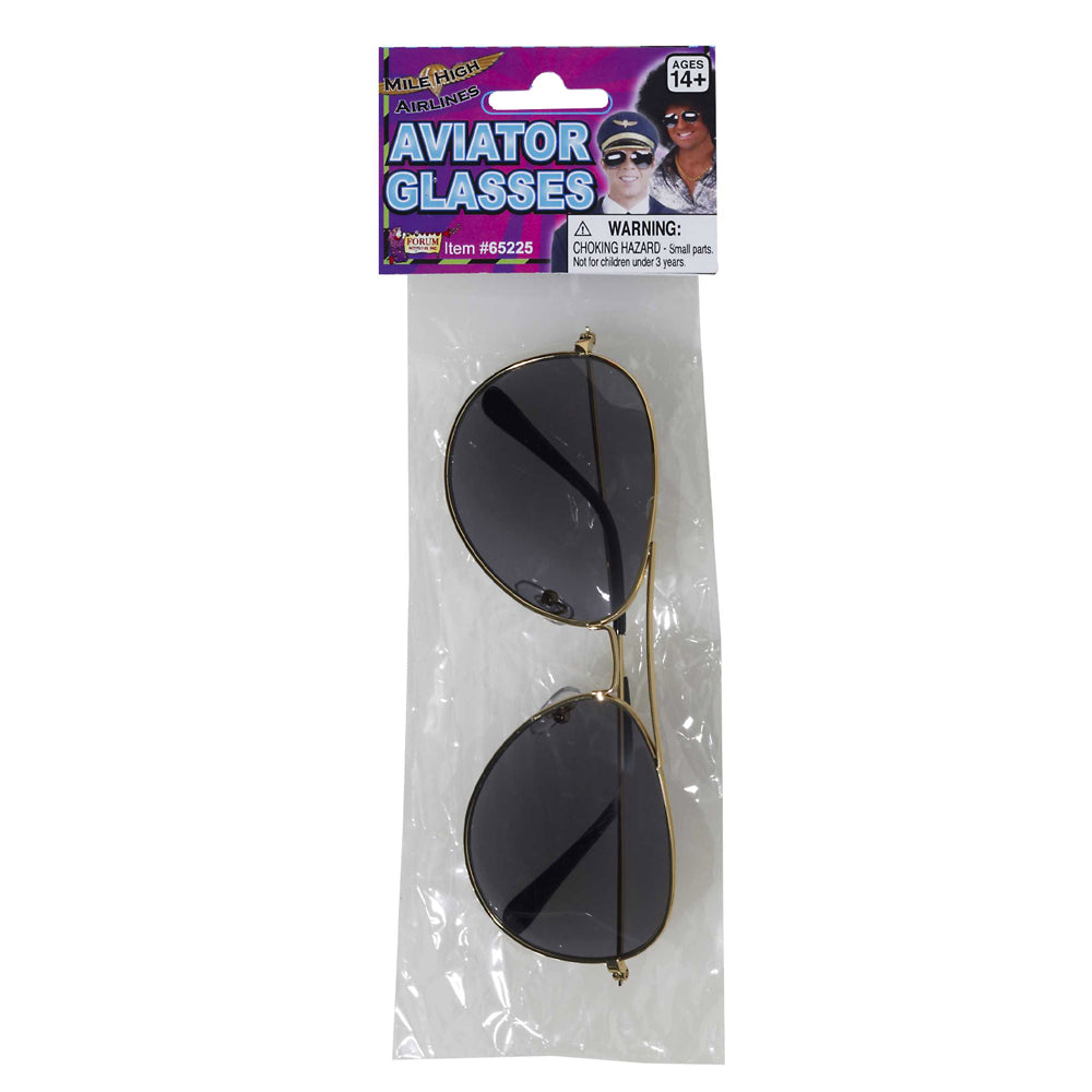2PK Rubies Aviator Glasses Pilot Costume Accessory Gold 14y+