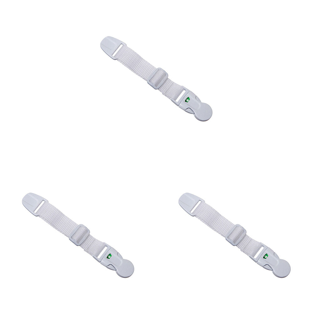 3PK Dreambaby Ezy Check Strap Latch Safety Lock 25cm - White