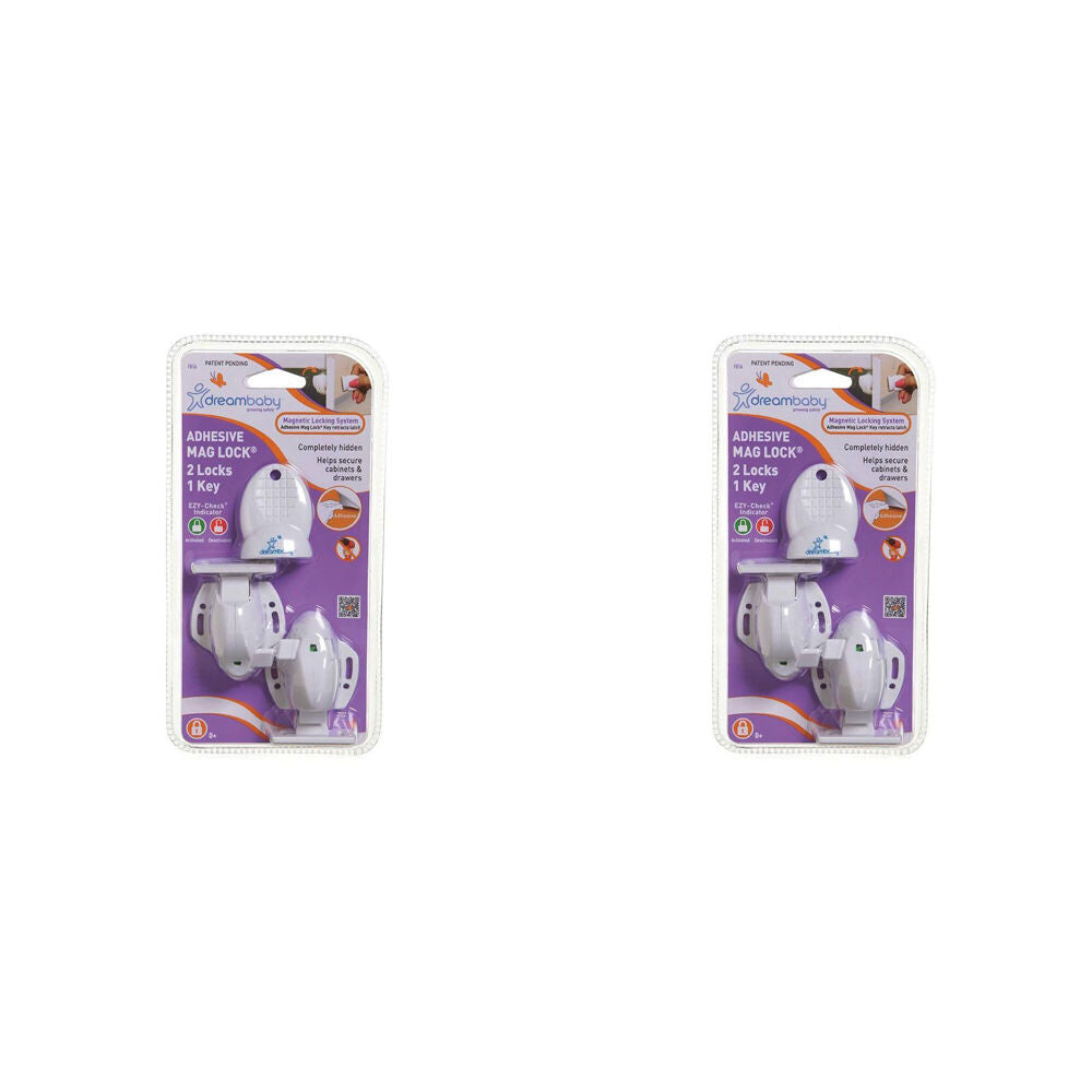 2PK Dreambaby Adhesive Magnetic Child Safety Lock 2 Locks 1 Key