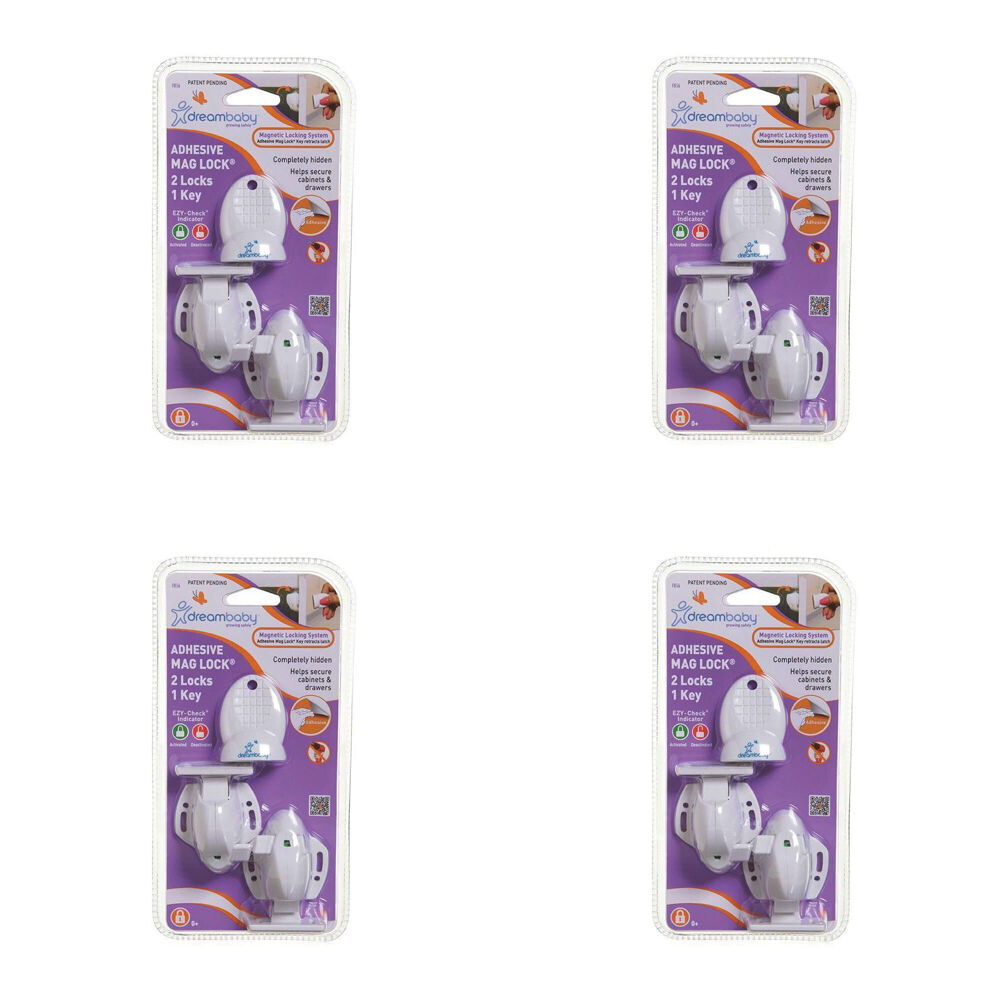 4PK Dreambaby Adhesive Magnetic Child Safety Lock 2 Locks 1 Key