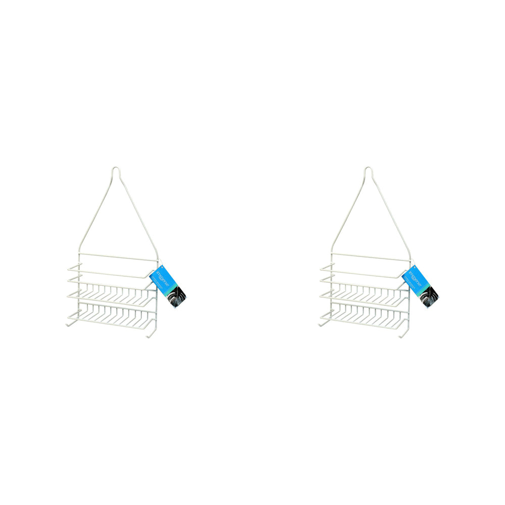2PK Immerse Bathroom LRG Shower Soap & Shampoo/Conditioner Organiser PVC White