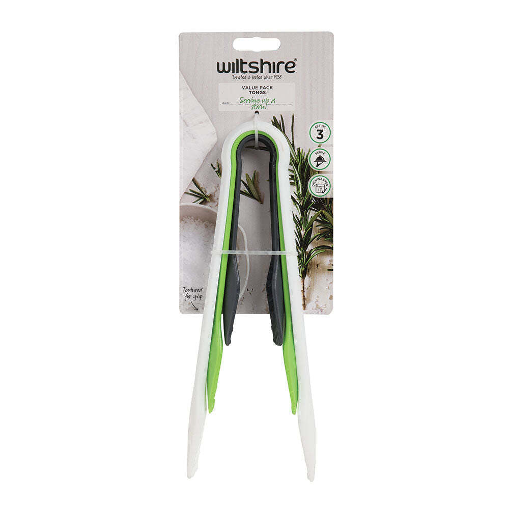 4 x 3pc Wiltshire Kitchen Cookware/Serveware Textured Tongs