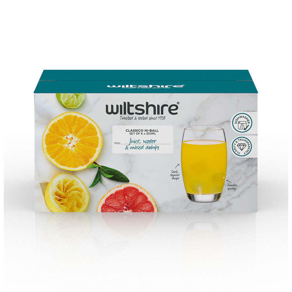 2 x 6pc Wiltshire Classico Hi-Ball Drinking Glasses Set 350ml