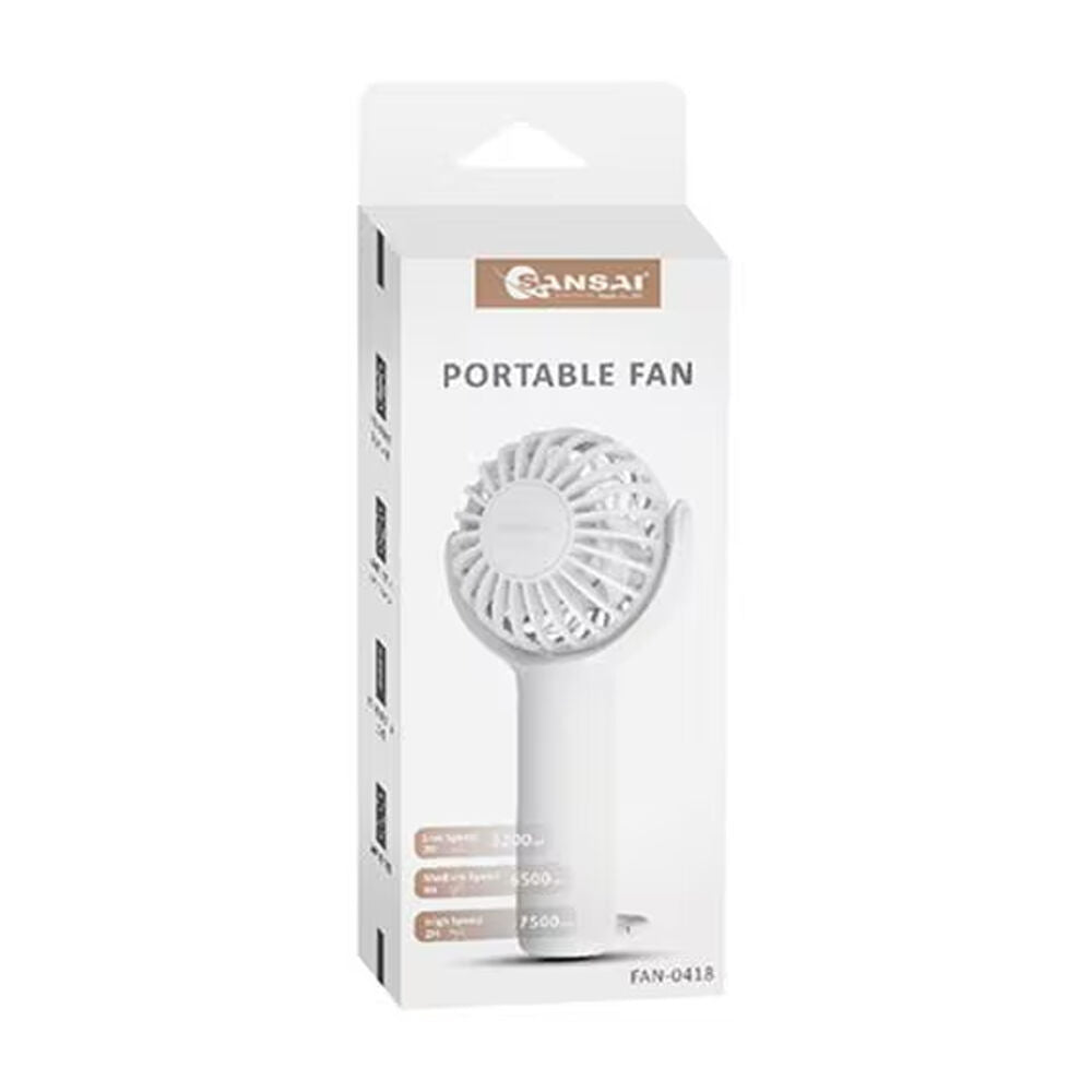 Sansai 3W Mini USB Portable Rechargeable Fan 8x15cm - White