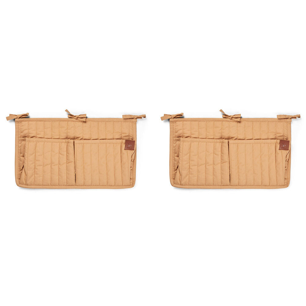 2PK Fabelab 100% Cotton Quilted Crib or Wall Pocket Storage Small Caramel