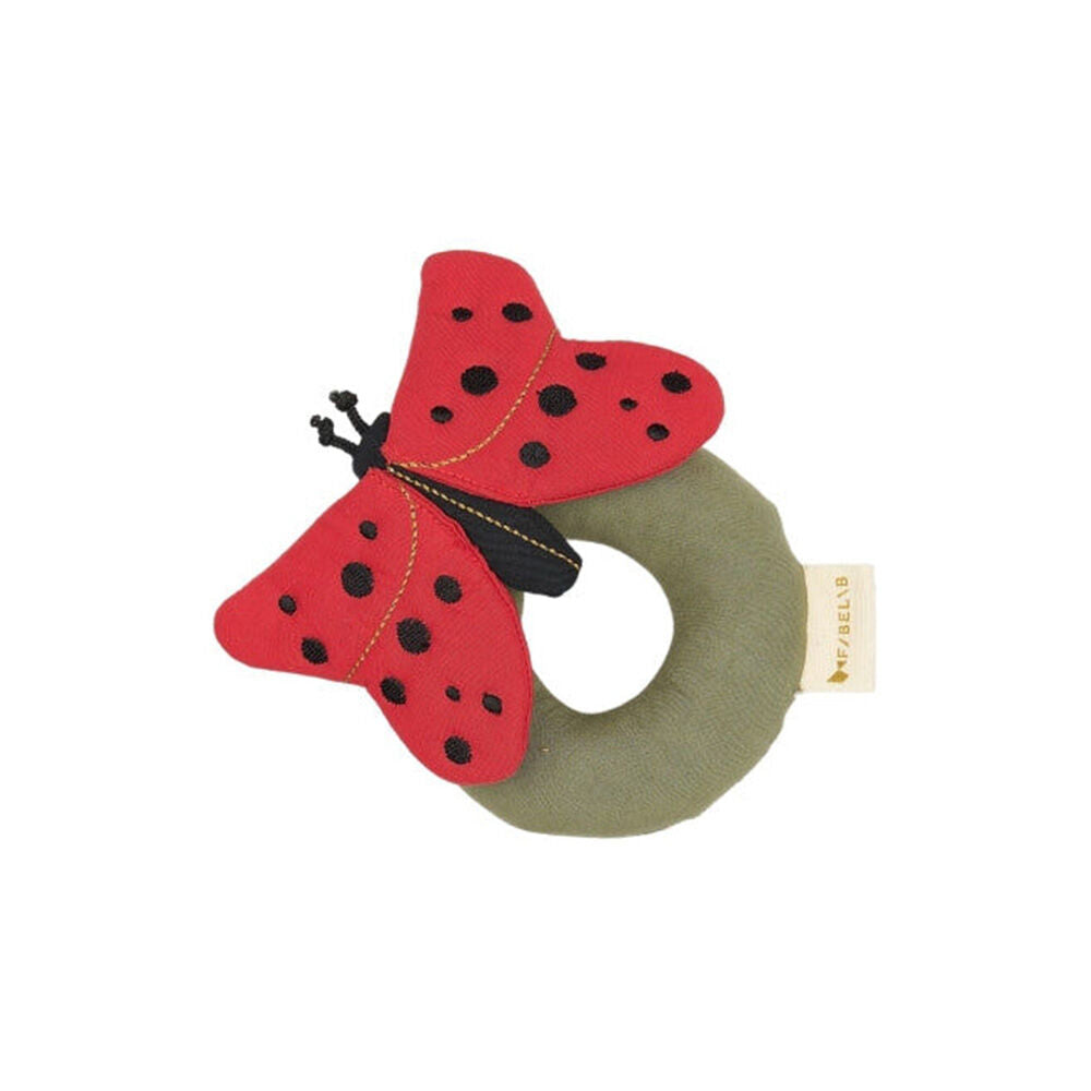 2pc Fabelab Organic Cotton Baby/Infant Ladybug and Bee Rattle Soft Toy 0y+