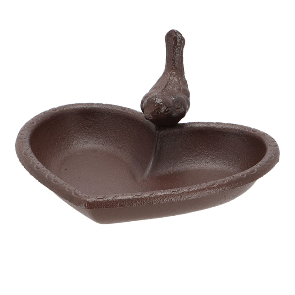 2PK Esschert Design Cast Iron Bird Bath Heart Small Garden & Outdoor Decor 17cm