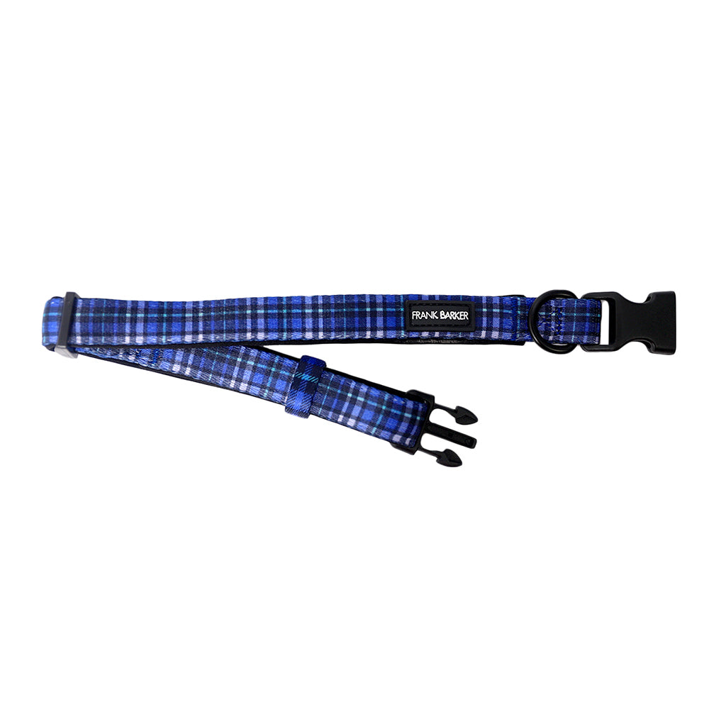 Frank Barker 33-55cm Plaid Pet Dog Collar M - Blue