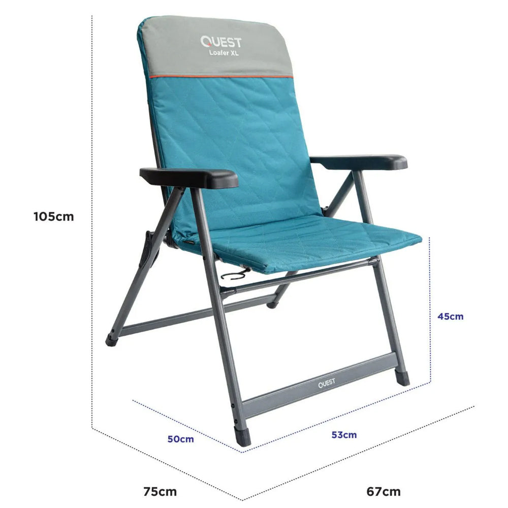 Quest Loafer 103cm Folding Camp Chair w/ Armrests XL - Blue
