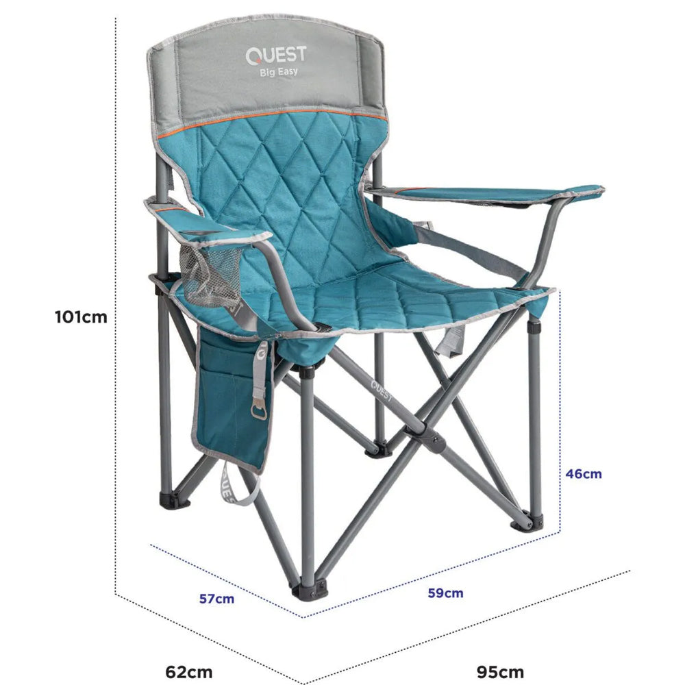 Quest Big Easy 101cm Aluminium Camp Chair w/ Armrests - Blue