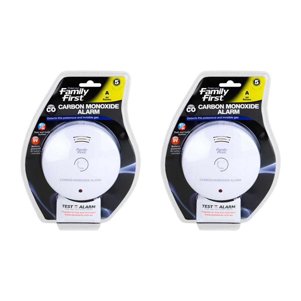 2PK Family First Carbon Monoxide Alarm For All Rooms w/Test & Hush Button 9V