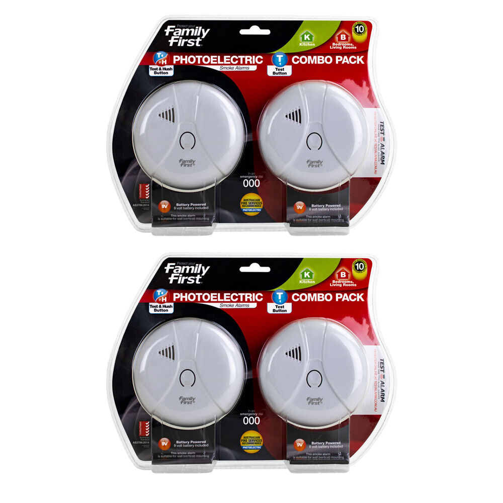 2PK Family First Photoelectric Smoke Alarm Combo Pack Kitchen 9V Bedroom Living Room
