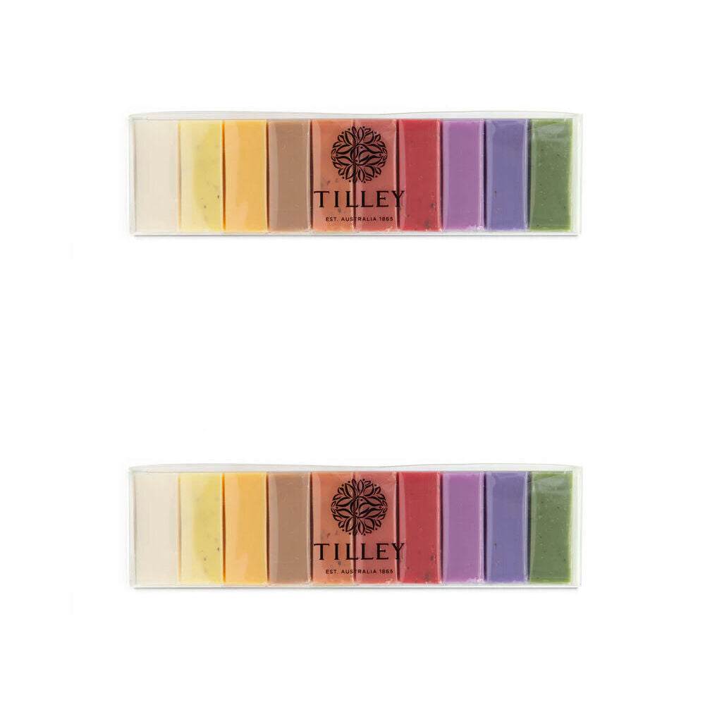 2PK 10pc Tilley Classic White Vivid Rainbow Soaps Pack Ten Fragrances 10x50g