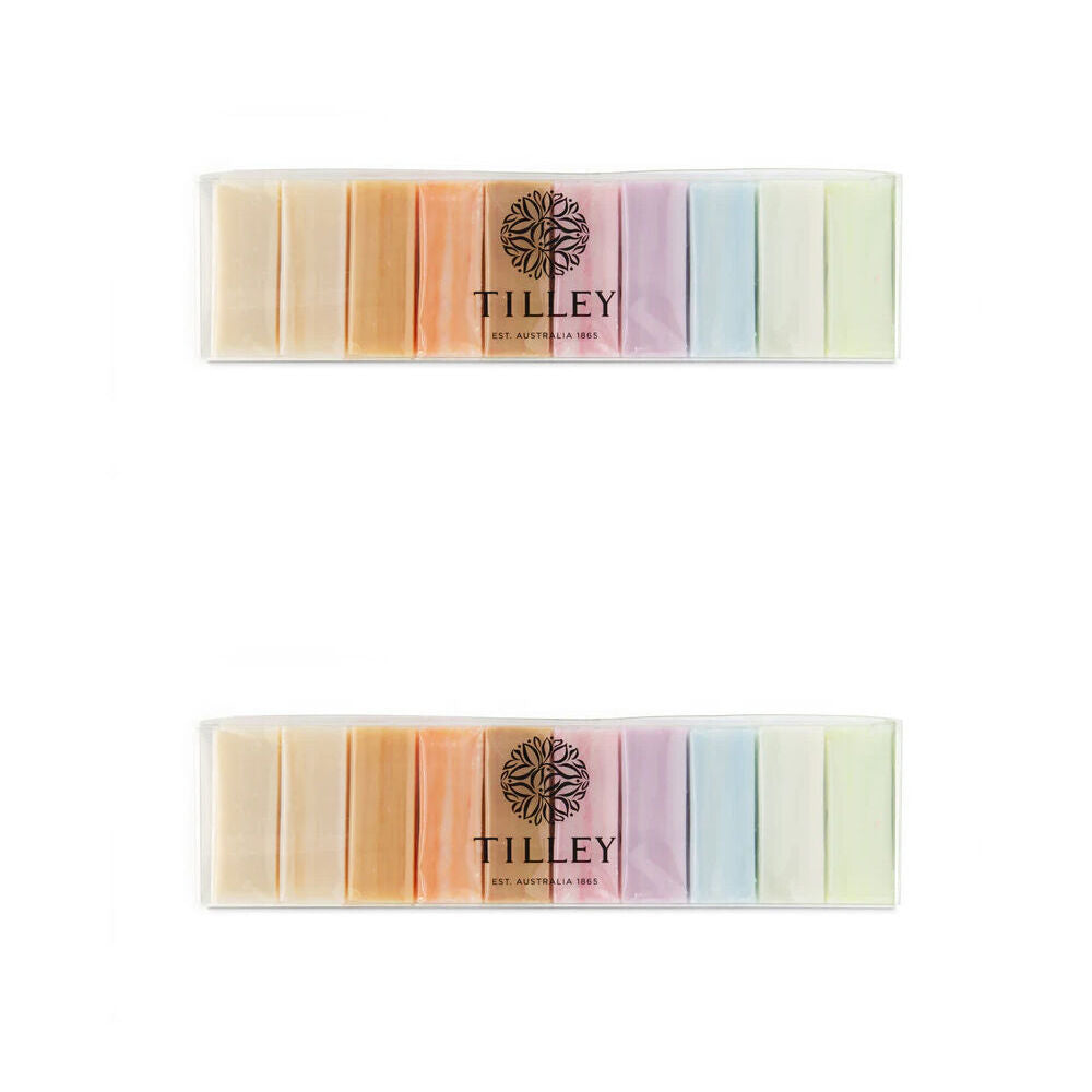 2PK 10pc Tilley Classic White Marble Rainbow Soaps Pack Ten Fragrances 10x50g