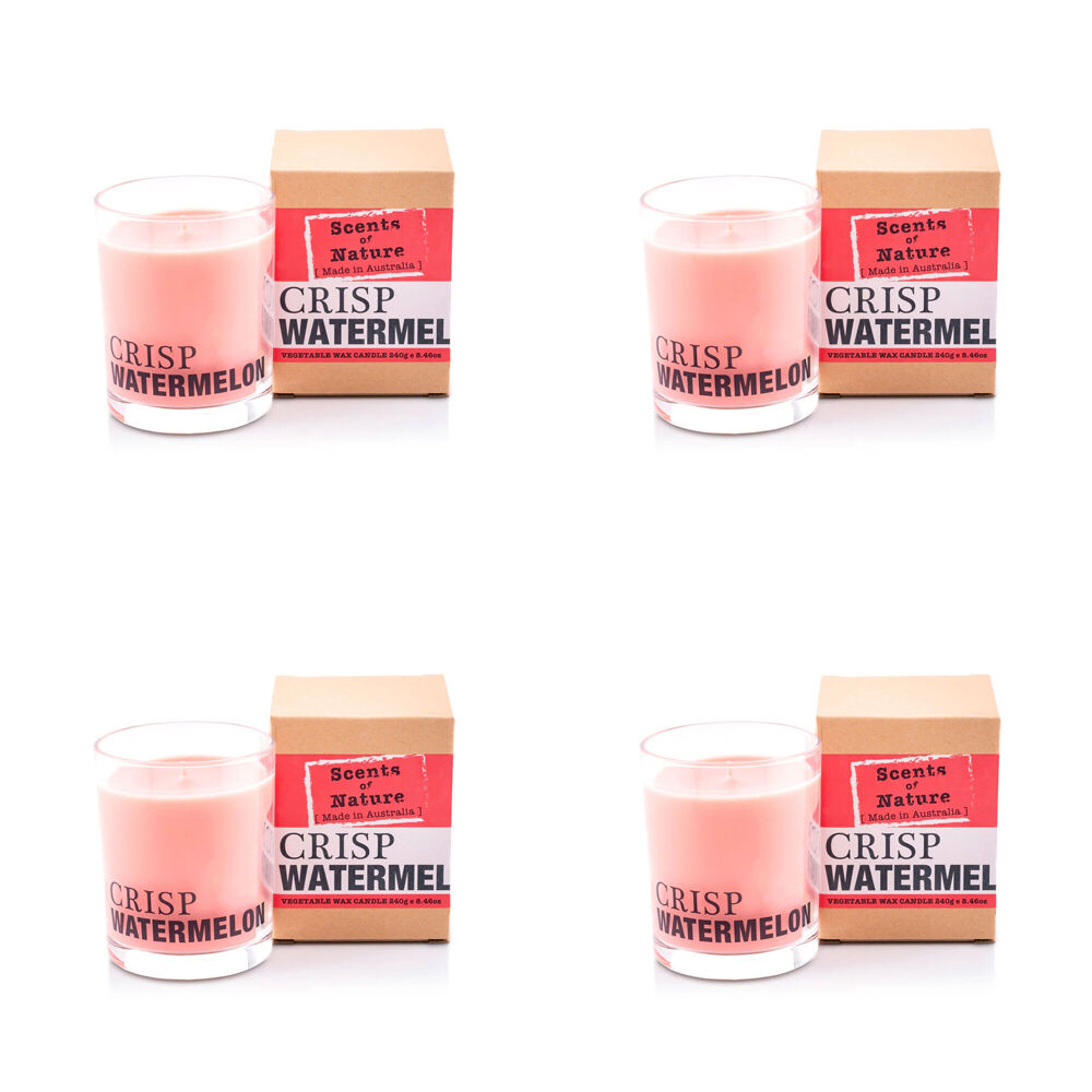 4PK Scents Of Nature Crisp Watermelon Soy Candle Scented 240g