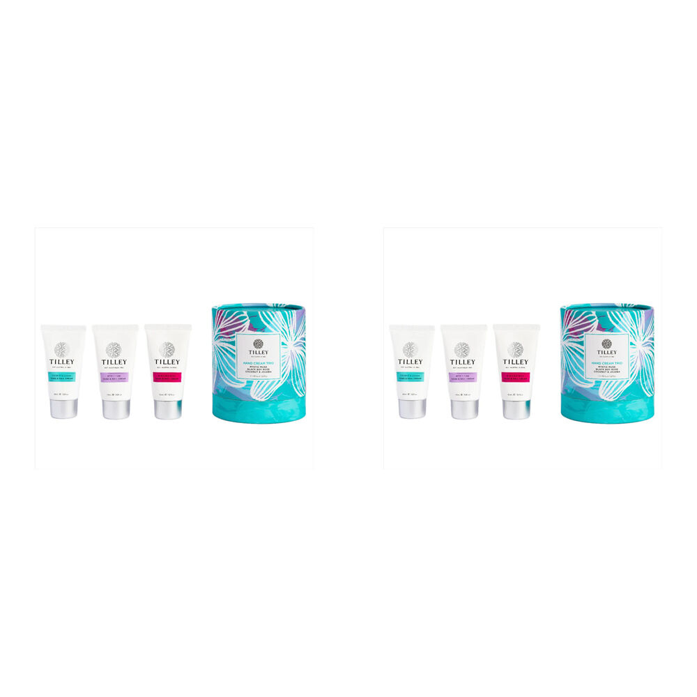 2x 3pc Tilley Classic White Hand & Nail Cream Musk Rose Coconut Jojoba 3x45ml
