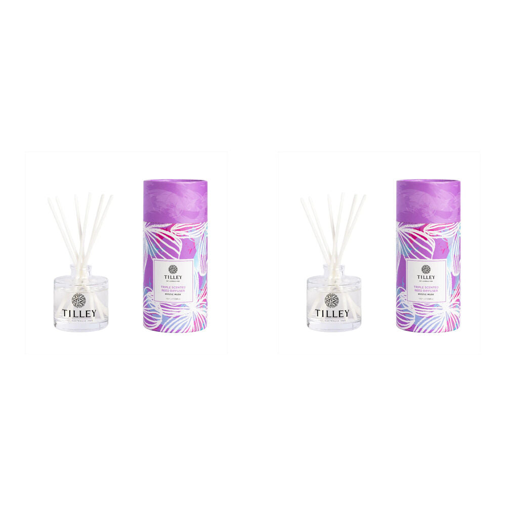 2PK Tilley Classic White Mini Triple Scented Reed Diffuser Mystic Musk Scent