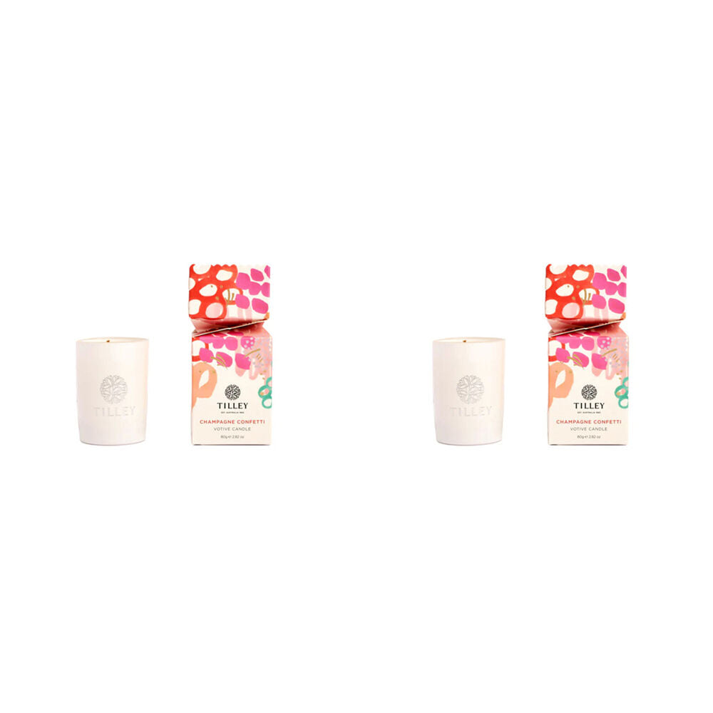 2PK Tilley Classic White Festive Votive Bon Champagne Confetti Limited Edition
