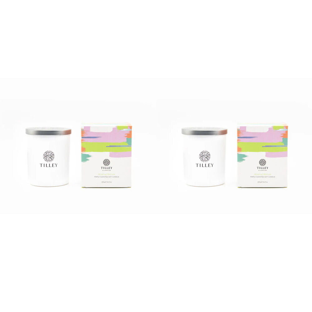 2PK Tilley Classic White Pear & Freesia Collection Candle Scented 240g