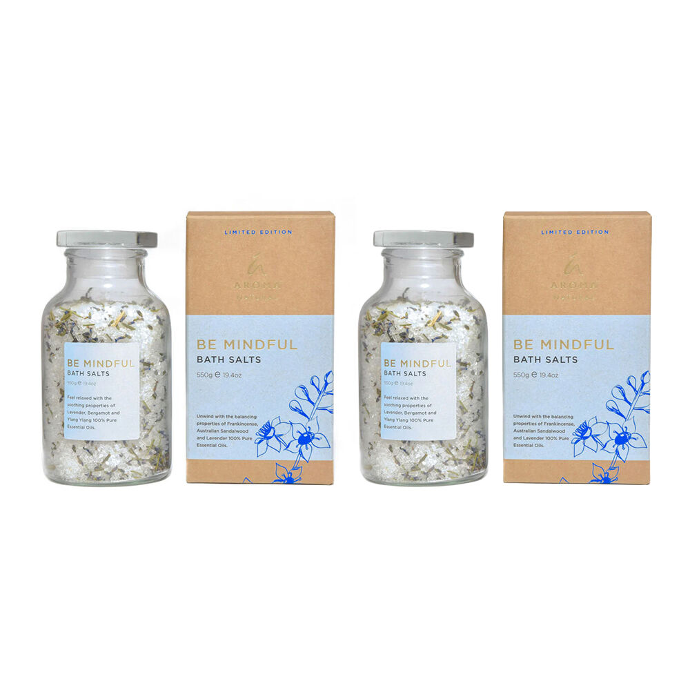 2PK Aroma Natural Bath Salts Be Mindful Lavender Bergamot & Ylang 550g