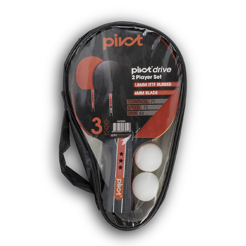 Pivot Drive 3 Star 2 Player Table Tennis Set w/ 2 Bats/2 Balls