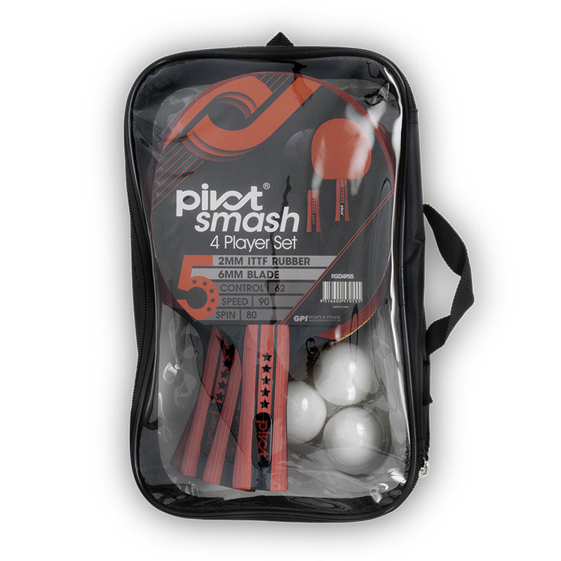 Pivot Smash 5 Star 4 Player Table Tennis Set w/ 4 Bats/3 Balls
