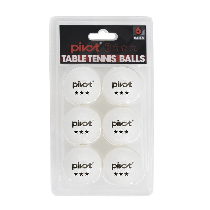 6pc Pivot 3 Star Table Tennis Balls White
