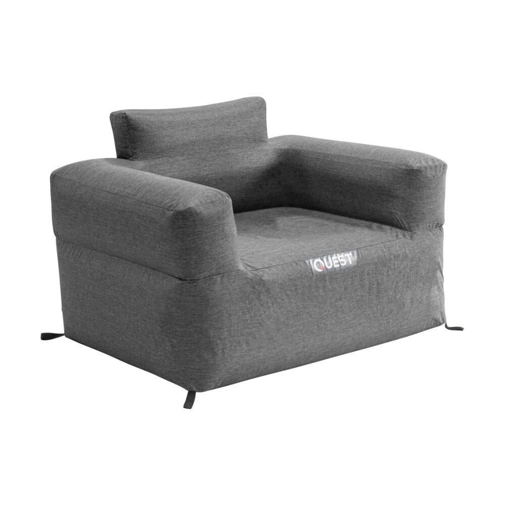 Quest Outdoors Air Sofa 1 Seater Inflatable Camping Chair w/Carry Bag Charcoal