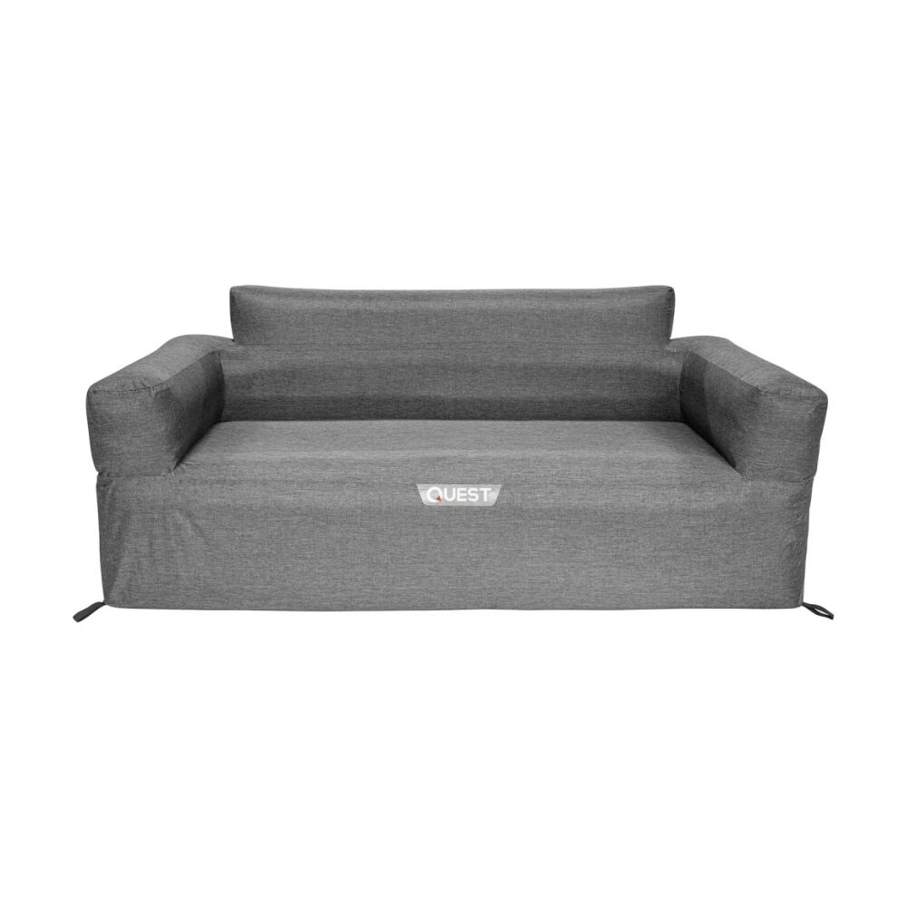 Quest Outdoors Air Sofa 3 Seater Inflatable Camping Chair w/Carry Bag Charcoal