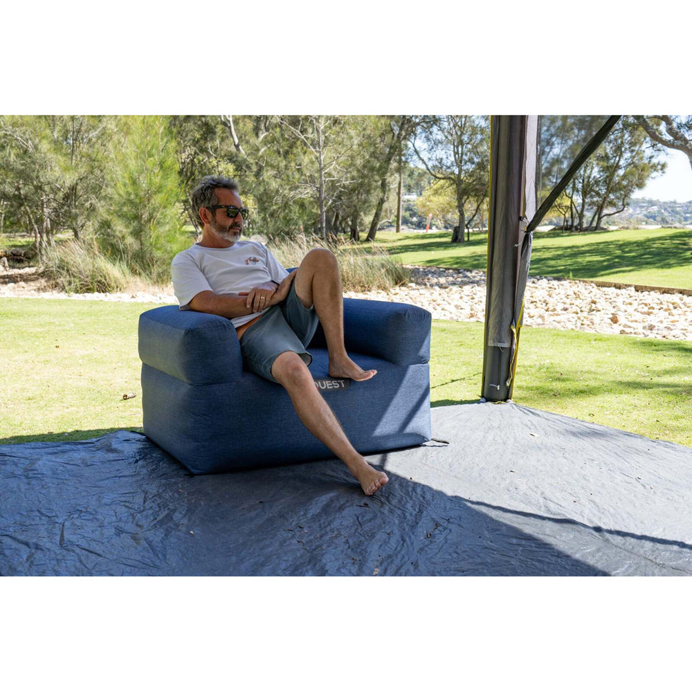 Quest Outdoors 100x80cm Air Inflatable Sofa 1 Camping Furniture - Blue