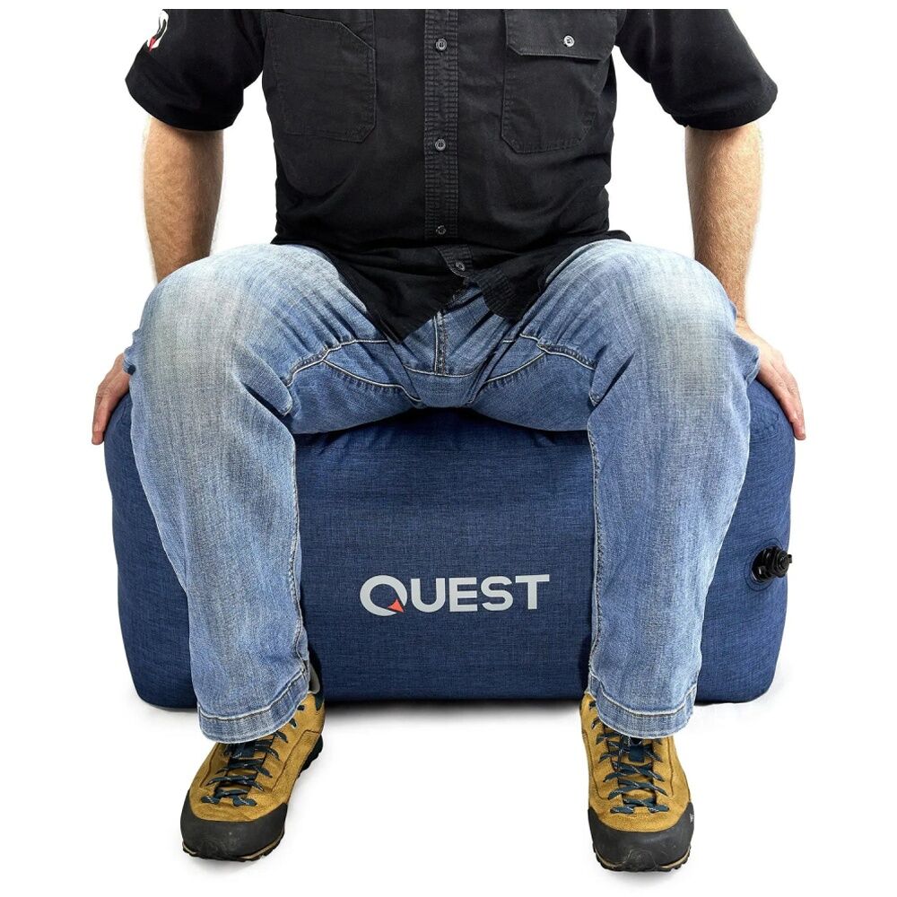 Quest Outdoors Air Foot Stool Inflatable Water-Resistant Drawstring Bag Navy