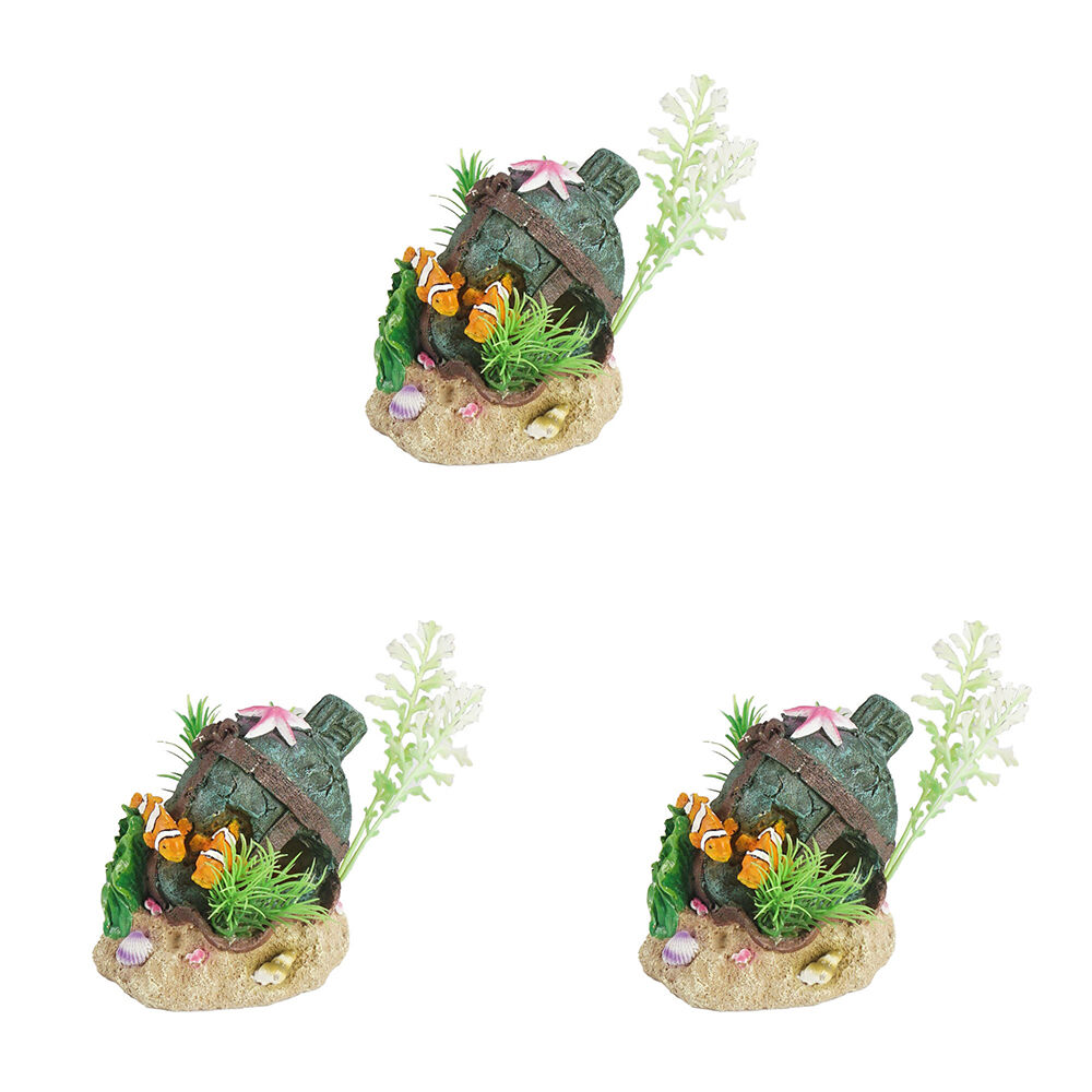 3PK Dudley's World Of Pets Clown Fish Aquarium Decoration