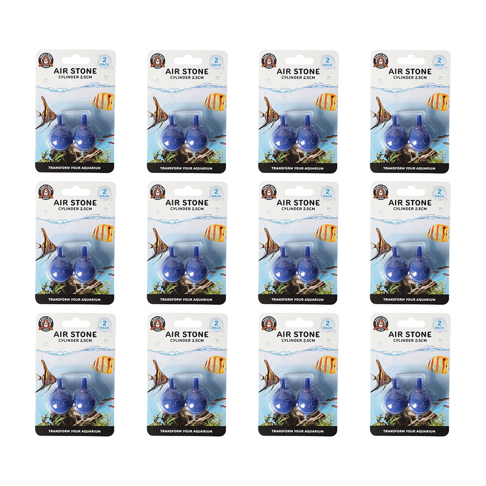 24pc Dudley's World Of Pets Round Aquarium/Airstone Cylinder 2.5cm - Blue