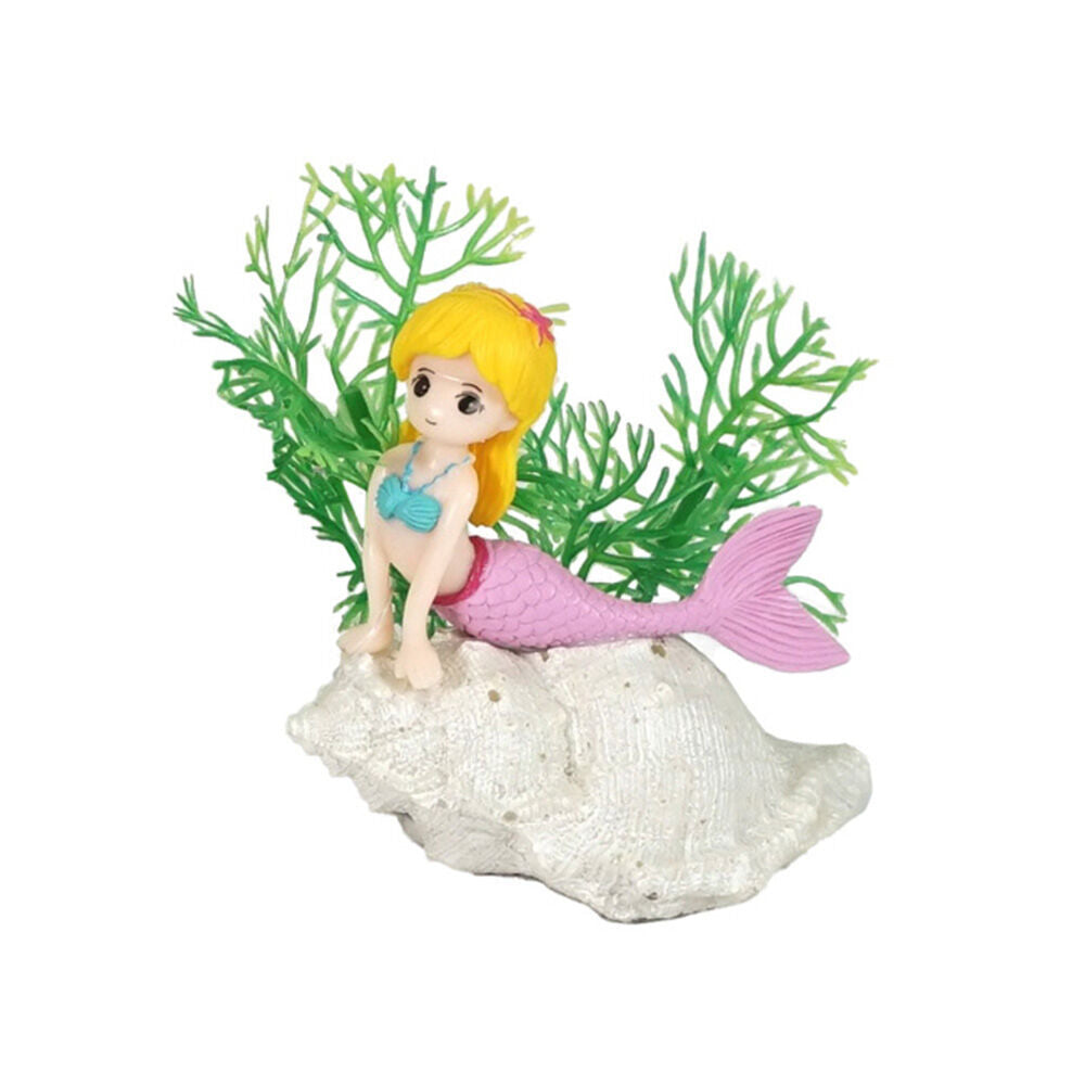 4PK Dudley's World Of Pets Aquarium/Fish Tank Mermaid On Shell Decor 9cm