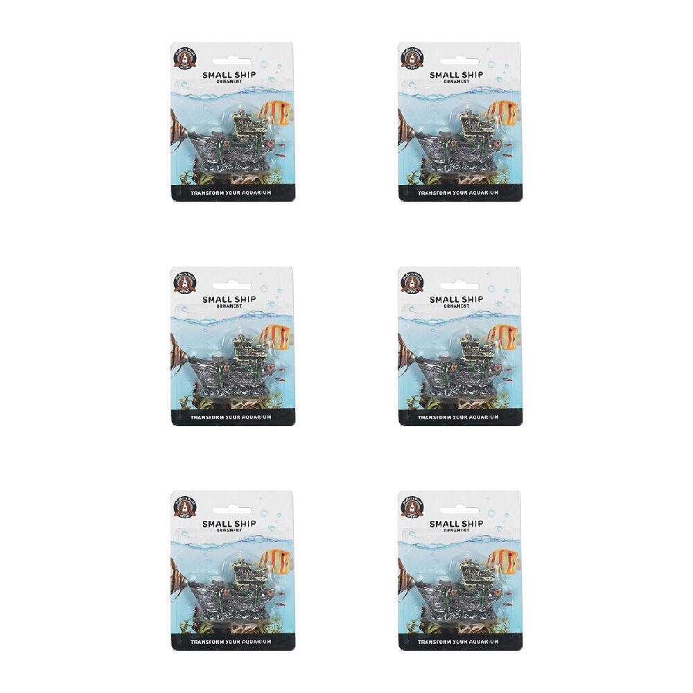 6PK Dudley's World Of Pets Aquarium/Fish Tank Small Ship Decor 13cm