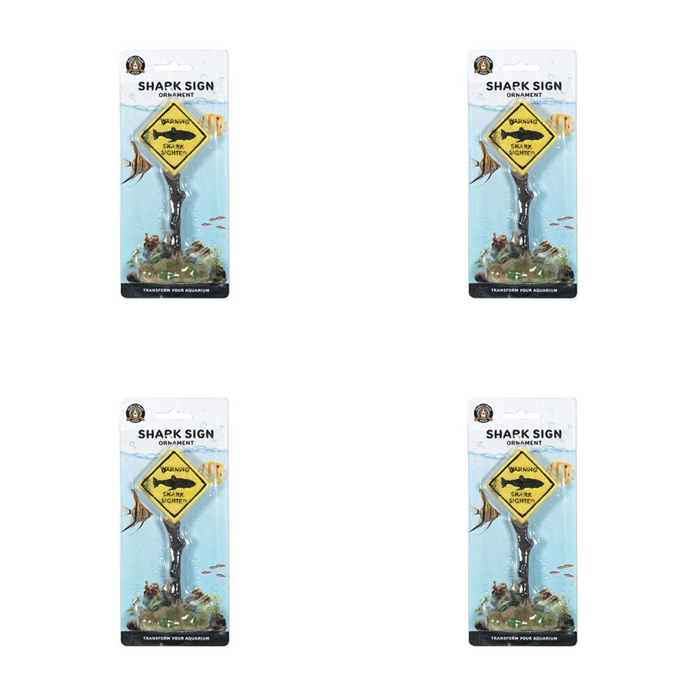 4PK Dudley's World Of Pets Aquarium/Fish Tank Shark Sighted Sign Decor 21cm