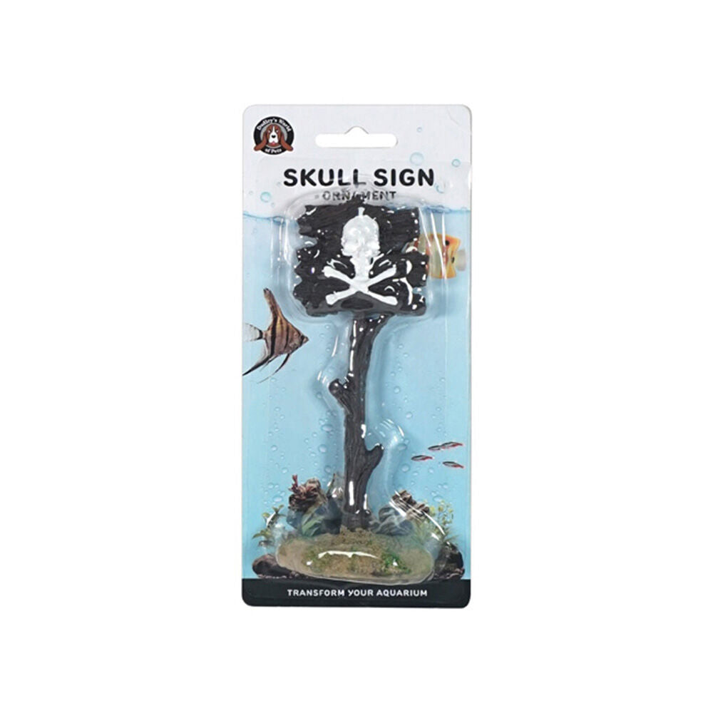 3PK Dudley's World Of Pets Aquarium/Fish Tank Skull Sign Decor 20cm