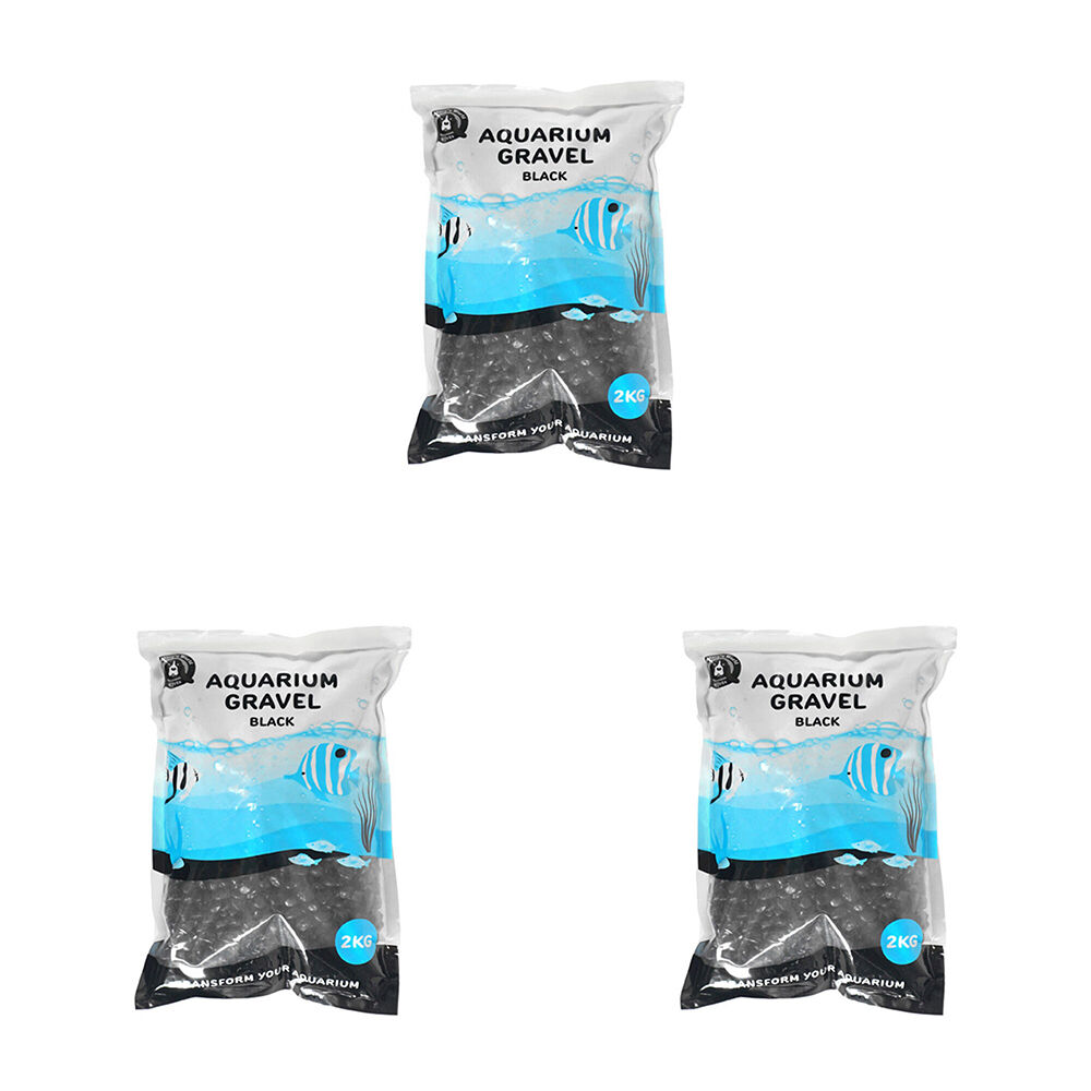 3PK Dudley's World Of Pets Aquarium/Fish Tank Gravel 2kg - Black