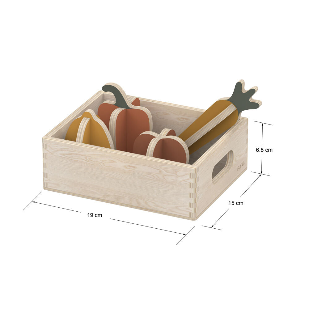 6pc Flexa Wooden Pretend Toy Vegetables in Crate for Kids/Toddler 2y+