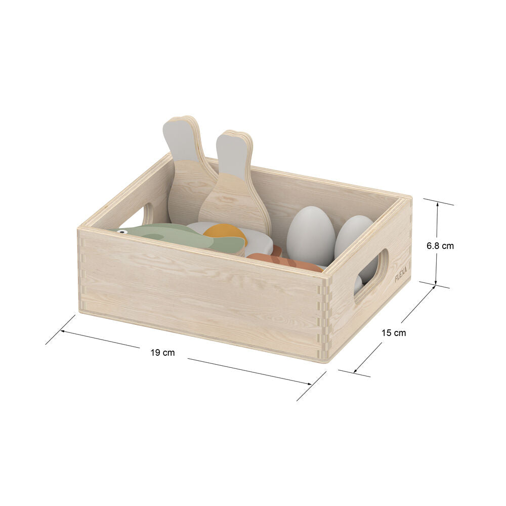 16pc Flexa Wooden Pretend Toy Fish and Meat in Crate for Kids/Toddler 2y+